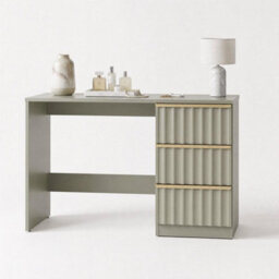 Fwstyle Lania 3 Drawer Green Dressing Table Study Desk Scalloped Ripple Design - thumbnail 4