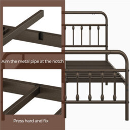 Yaheetech Bronze 150X200 Cm Vintage Iron Platform Bed With High Headboard And Footboard - thumbnail 6