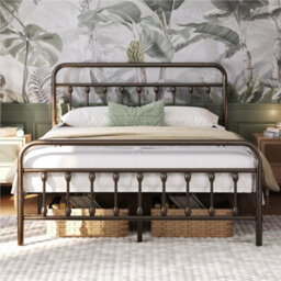 Yaheetech Bronze 150X200 Cm Vintage Iron Platform Bed With High Headboard And Footboard - thumbnail 1