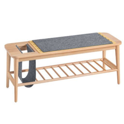 Sobuy Hfsr02-N, Shoe Bench Shoe Rack Hallway Bench Bed Bench Bed End With Hanging Bag,wood Veneer,w110Xd37Xh44.5 - thumbnail 1