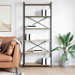 Berkfield Bookcase Sonoma Oak 80 X 30 X 188 Cm Engineered Wood - thumbnail 4