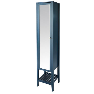 GoodHome Perma Tall Satin Blue Single Freestanding Bathroom Cabinet (H)185Cm (W)40.2Cm - image 1