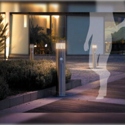 Long Life Lamps Company Pir Led Bollard Garden Lamp Post Stainless Steel Outdoor Pir Ground Light Warm White - thumbnail 9