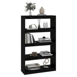 Berkfield Book Cabinet/room Divider Black 80X30X135.5 Cm Solid Wood Pine - thumbnail 4