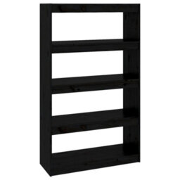 Berkfield Book Cabinet/room Divider Black 80X30X135.5 Cm Solid Wood Pine - thumbnail 2