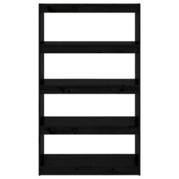 Berkfield Book Cabinet/room Divider Black 80X30X135.5 Cm Solid Wood Pine - thumbnail 5