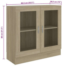 Vidaxl Vitrine Cabinet Sonoma Oak 82.5X30.5X80 Cm Engineered Wood - thumbnail 8