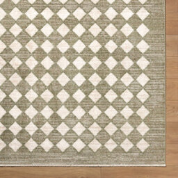 Livabliss Galey Alix Myrtle Avenue-Geometric Green Ivory Brown Diamond Pattern Fringe Living Dining Bedroom Rug 160 X 230 Cm Easy Care - thumbnail 7