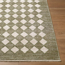 Livabliss Galey Alix Myrtle Avenue-Geometric Green Ivory Brown Diamond Pattern Fringe Living Dining Bedroom Rug 160 X 230 Cm Easy Care - thumbnail 5
