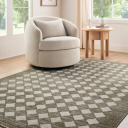 Livabliss Galey Alix Myrtle Avenue-Geometric Green Ivory Brown Diamond Pattern Fringe Living Dining Bedroom Rug 160 X 230 Cm Easy Care - thumbnail 1