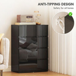 Homcom Bedroom Chest Of Drawers, 4 Drawers Dresser, Drawer Unit, Black - thumbnail 6