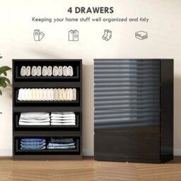 Homcom Bedroom Chest Of Drawers, 4 Drawers Dresser, Drawer Unit, Black - thumbnail 4
