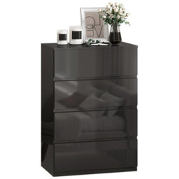 Homcom Bedroom Chest Of Drawers, 4 Drawers Dresser, Drawer Unit, Black - thumbnail 2