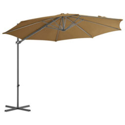 Berkfield Outdoor Umbrella With Portable Base Taupe - thumbnail 3