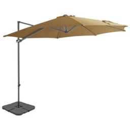 Berkfield Outdoor Umbrella With Portable Base Taupe - thumbnail 1