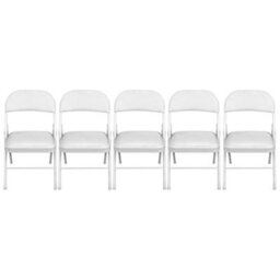 Tekbox White Folding Faux Leather Chairs - Set Of 5 - thumbnail 2