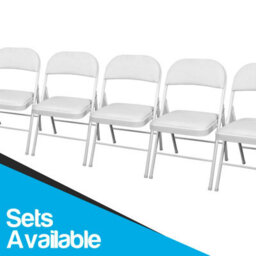 Tekbox White Folding Faux Leather Chairs - Set Of 5 - thumbnail 5