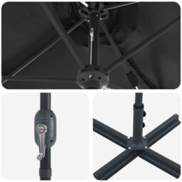 Berkfield Garden Parasol Black Powder-Coated Steel - thumbnail 9