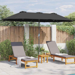 Berkfield Garden Parasol Black Powder-Coated Steel - thumbnail 4