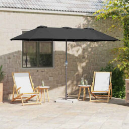 Berkfield Garden Parasol Black Powder-Coated Steel - thumbnail 1