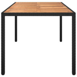 Berkfield Garden Table 190X90X75 Cm Poly Rattan And Acacia Wood Black - thumbnail 4