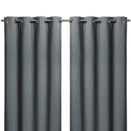 GoodHome Vestris Grey Plain Blackout & Thermal Eyelet Curtain (W)117Cm (L)137Cm, Pair - thumbnail 1