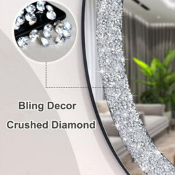 Artloge 600X800mm Large Decorative Bling Diamond Crystal Wall Mirror Bedroom Livingroom Hall Entry - thumbnail 4