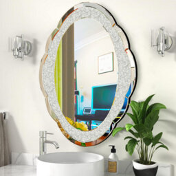 Artloge 600X800mm Large Decorative Bling Diamond Crystal Wall Mirror Bedroom Livingroom Hall Entry - thumbnail 1