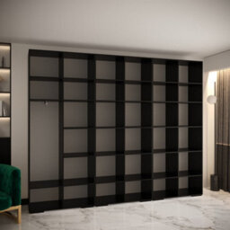 Arte Elegant Black Manhattan I Hinged Door Wardrobe W3000mm H2370mm D470mm - Gold Handles, Customisable Storage - thumbnail 5