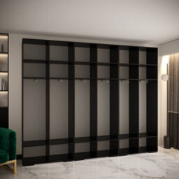 Arte Elegant Black Manhattan I Hinged Door Wardrobe W3000mm H2370mm D470mm - Gold Handles, Customisable Storage - thumbnail 4