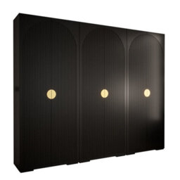 Arte Elegant Black Manhattan I Hinged Door Wardrobe W3000mm H2370mm D470mm - Gold Handles, Customisable Storage - thumbnail 1
