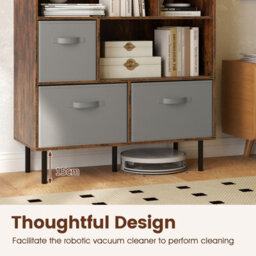 Costway 6-Cube Bookshelf 3-Tier Bookcase With 3 Removable Folding Fabric Drawers-Brown - thumbnail 9
