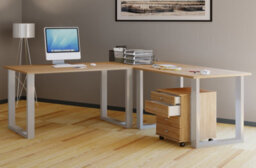 Vcm Desk Lona Silver / Sonoma Oak H. 76 X W. 190 X D. 190 Cm - thumbnail 2