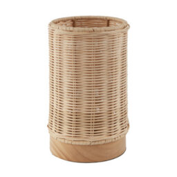 Happy Homewares Traditional Natural Woven Rattan Table Lamp With Rubber Wood Base - thumbnail 2