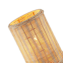 Happy Homewares Traditional Natural Woven Rattan Table Lamp With Rubber Wood Base - thumbnail 4