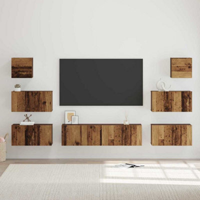 Berkfield Tv Cabinet Set 8 Pcs Old Wood 60 X 30 X 30 Cm Engineered Wood - image 1