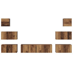 Berkfield Tv Cabinet Set 8 Pcs Old Wood 60 X 30 X 30 Cm Engineered Wood - thumbnail 7