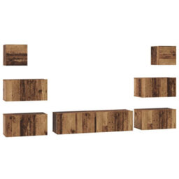 Berkfield Tv Cabinet Set 8 Pcs Old Wood 60 X 30 X 30 Cm Engineered Wood - thumbnail 2