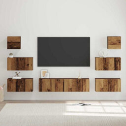 Berkfield Tv Cabinet Set 8 Pcs Old Wood 60 X 30 X 30 Cm Engineered Wood - thumbnail 1