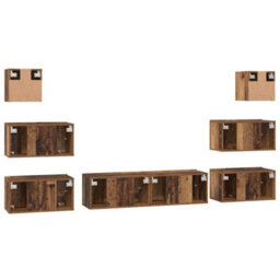 Berkfield Tv Cabinet Set 8 Pcs Old Wood 60 X 30 X 30 Cm Engineered Wood - thumbnail 9