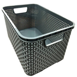 Storm Trading Group Grey 5 Drawer Stylish Rattan Effect Storage Tower Commode Baskets For Home & Office - thumbnail 3