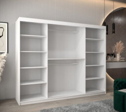 Arte York I Mirrored Sliding Door Wardrobe In White 2500mm (W)2000mm (H)2500mm (D)620mm - Smart And Stylish Storage Solution - thumbnail 3
