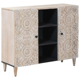 Walplus Sideboard With Shelf White 90 X 33.5 X 75 Cm Solid Mango Wood
