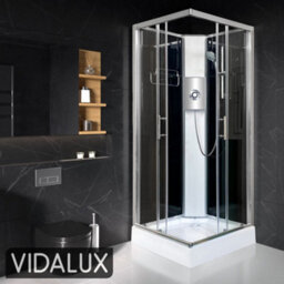 Vidalux Pure E Square 800 X 800 Black Electric Shower Cabin Triton Lux Metal 9.5Kw - thumbnail 1