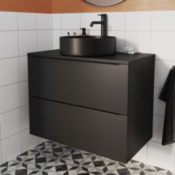 GoodHome Imandra Matt Black Wall-Mounted Bathroom Cabinet (H) 600mm (W) 800mm - thumbnail 6