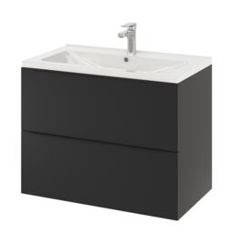 GoodHome Imandra Matt Black Wall-Mounted Bathroom Cabinet (H) 600mm (W) 800mm - thumbnail 4