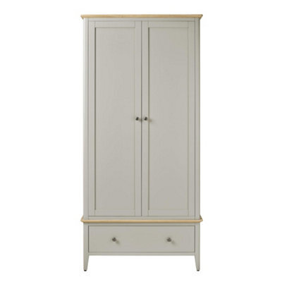 Statement Furniture Pembroke Double Wardrobe With Oak Top - Harbour Stone - image 1