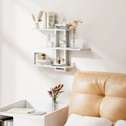 White 3-Tier 50Cm Wooden Floating Shelves Metal Brackets - thumbnail 3