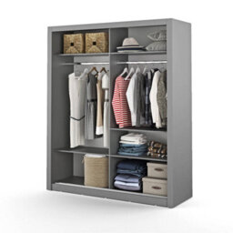 Arte Lux Iii Modern Sliding Door Mirrored Wardrobe (H2150mm W1810mm D600mm) - Grey Matt - thumbnail 4
