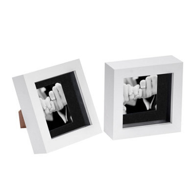 "Nicola Spring 4 X 4"" Photo Frames - White/black Mount - 3D Picture Frame Box Portrait Display Case (12.5 X 12.5Cm) Set Of 2" - image 1